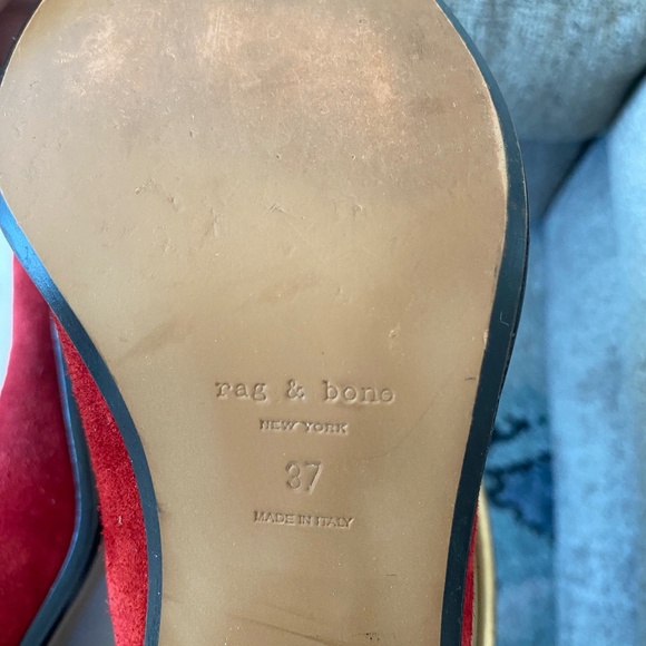 Rag & Bone Brynn Red Suede Heeled Chelsea Ankle Boots Women’s Size 37 US 7 - Picture 5 of 5